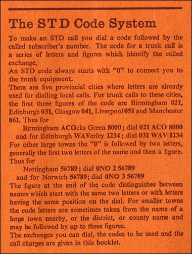 STD Dialling Instruction Booklet 1964
