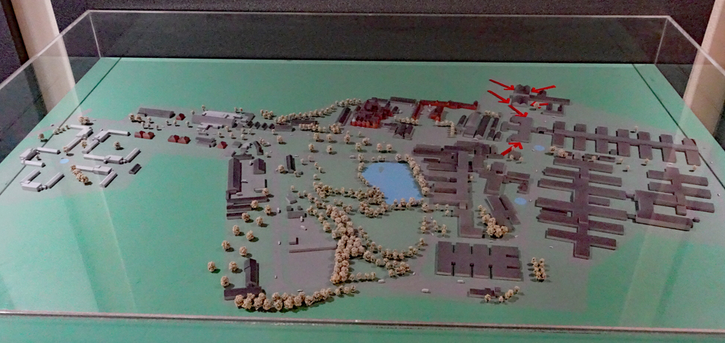 Model of Bletchley Park in display case